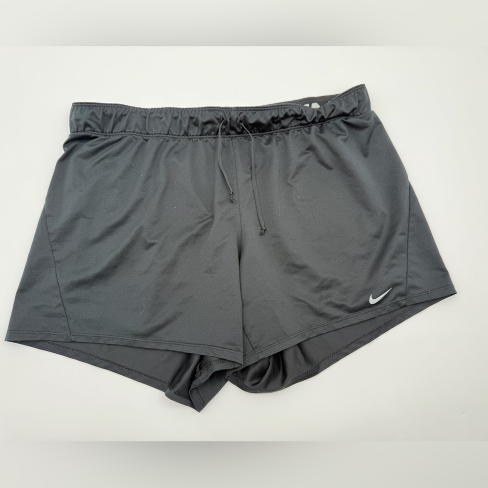 Nike Dri-Fit Black Performance Running Shorts‎ with White Swoosh